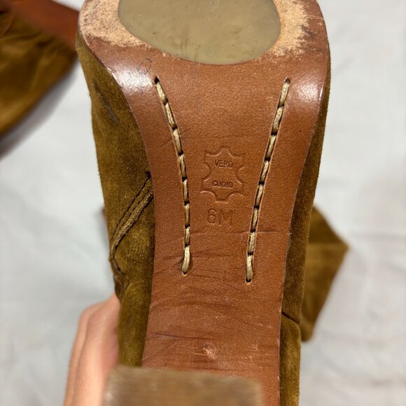 Michael Kors Brown Tall Knee-High Block High Heels Suede Pleats Boots Size 6 - Picture 3 of 5